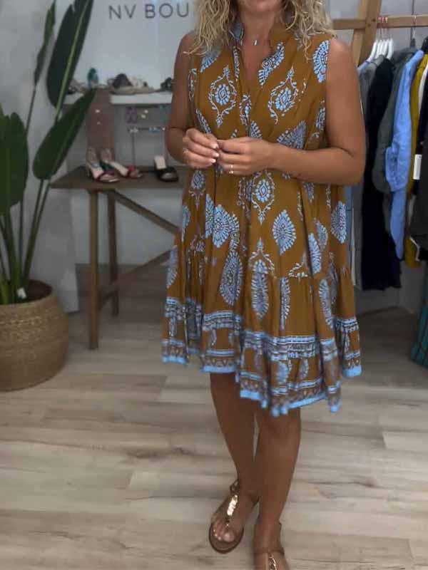 Vestido Feminino Estampado Mid com Decote em V - 3