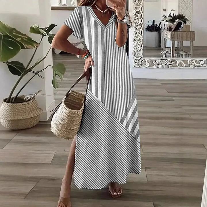 Vestido Feminino Longo Listrado