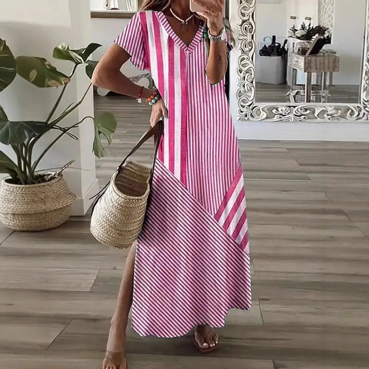 Vestido Feminino Longo Listrado