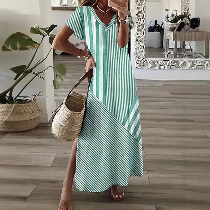 Vestido Feminino Longo Listrado