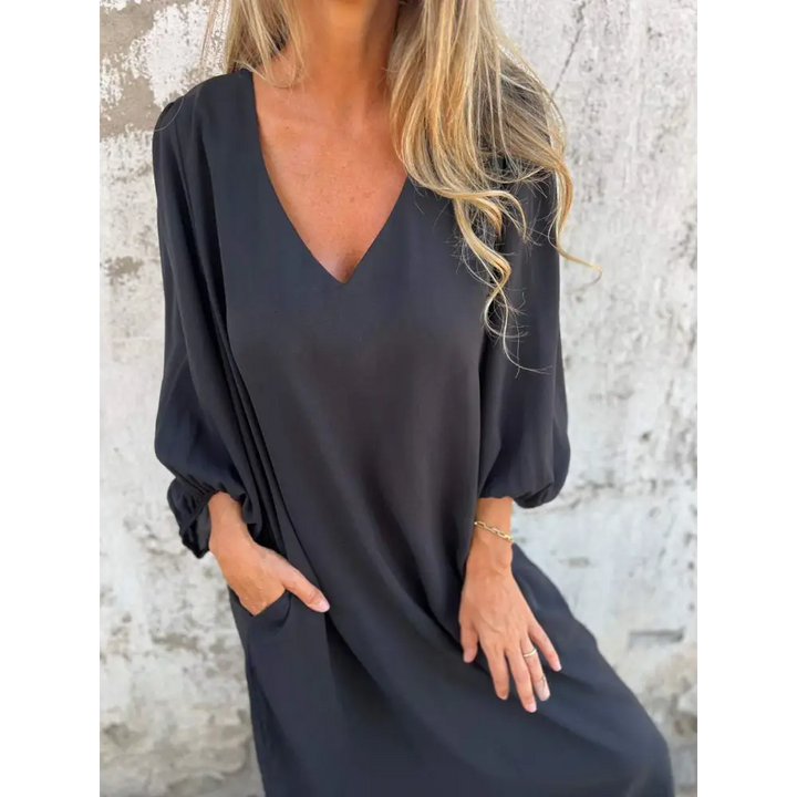 Vestido longo com decote em V