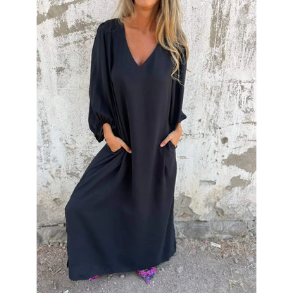 Vestido longo com decote em V