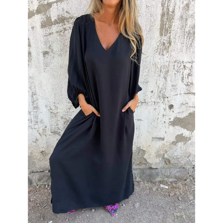 Vestido longo com decote em V