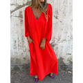 Vestido longo com decote em V