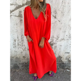 Vestido longo com decote em V