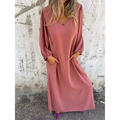 Vestido longo com decote em V