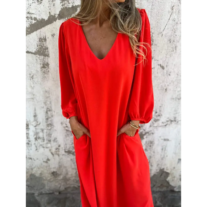 Vestido longo com decote em V