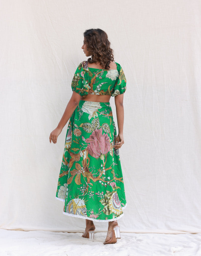 Vestido Longo de Verão com Estampa Floral e Manga Bufante Aurora