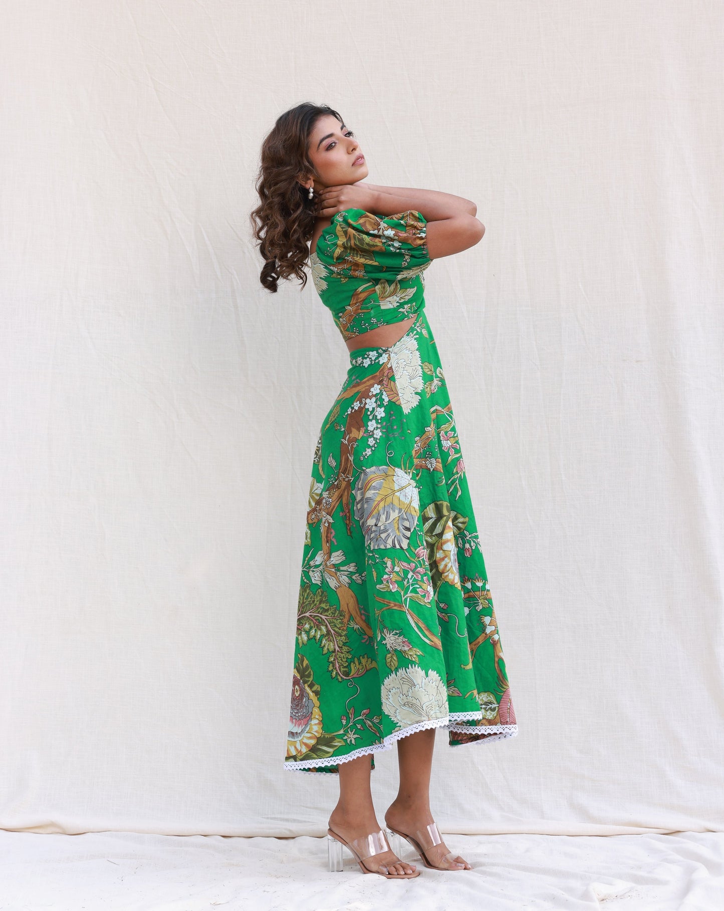 Vestido Longo de Verão com Estampa Floral e Manga Bufante Aurora