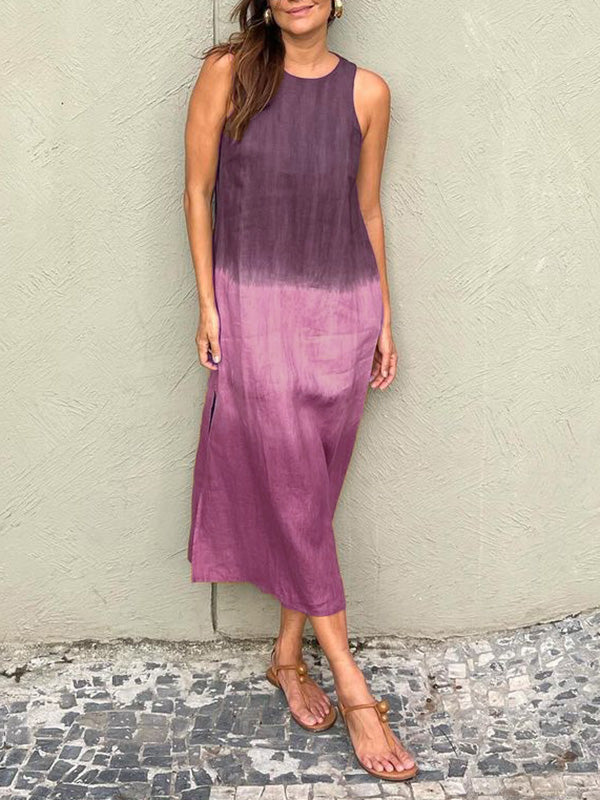 Vestido Longo Feminino com Fenda e Estampa Tie-Dye Degradê - 6