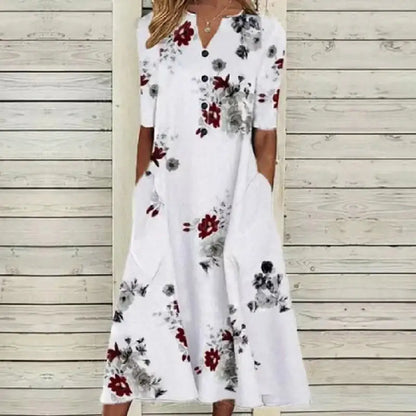Vestido Longo Feminino de Botão Laine