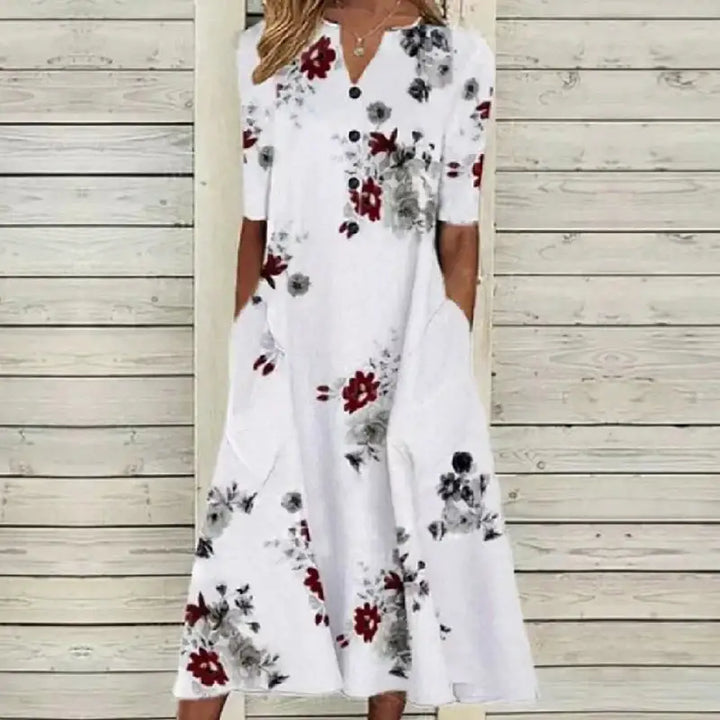 Vestido Longo Feminino de Botão Laine