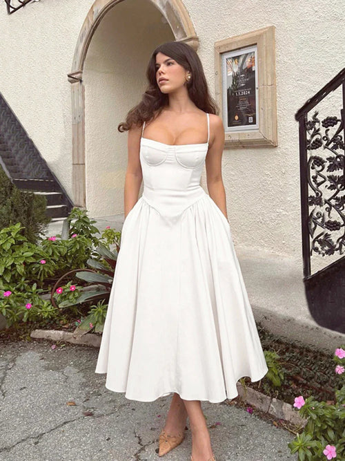 Vestido Midi Corset Alça Nia