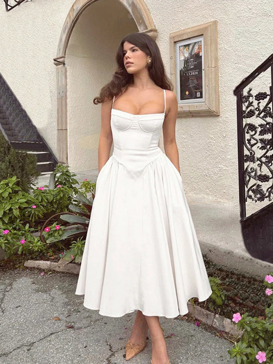 Vestido Midi Corset Alça Nia