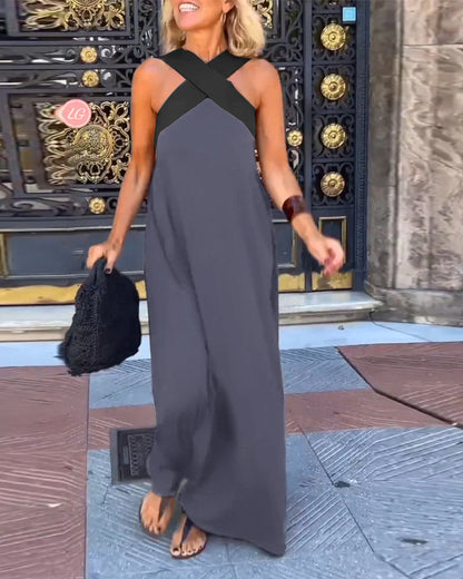 Vestido Sem Mangas com Decote Halter Cruzado - 7