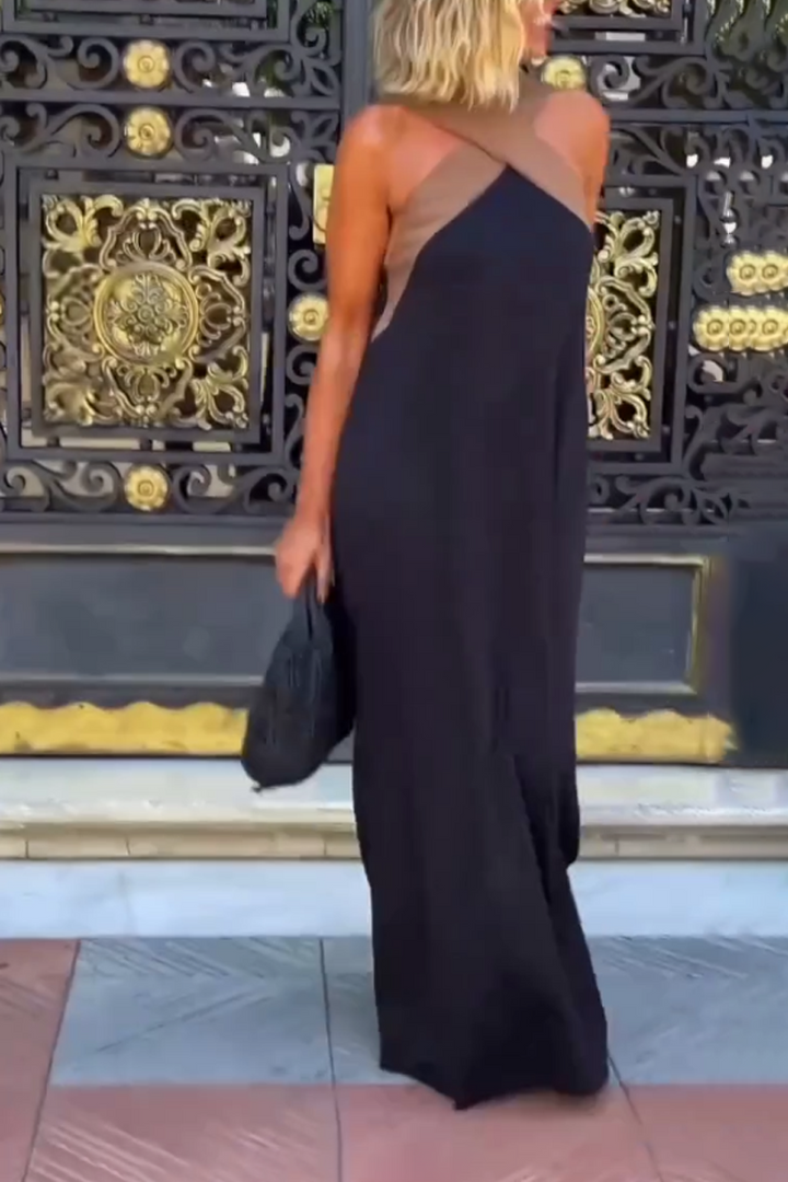 Vestido Sem Mangas com Decote Halter Cruzado