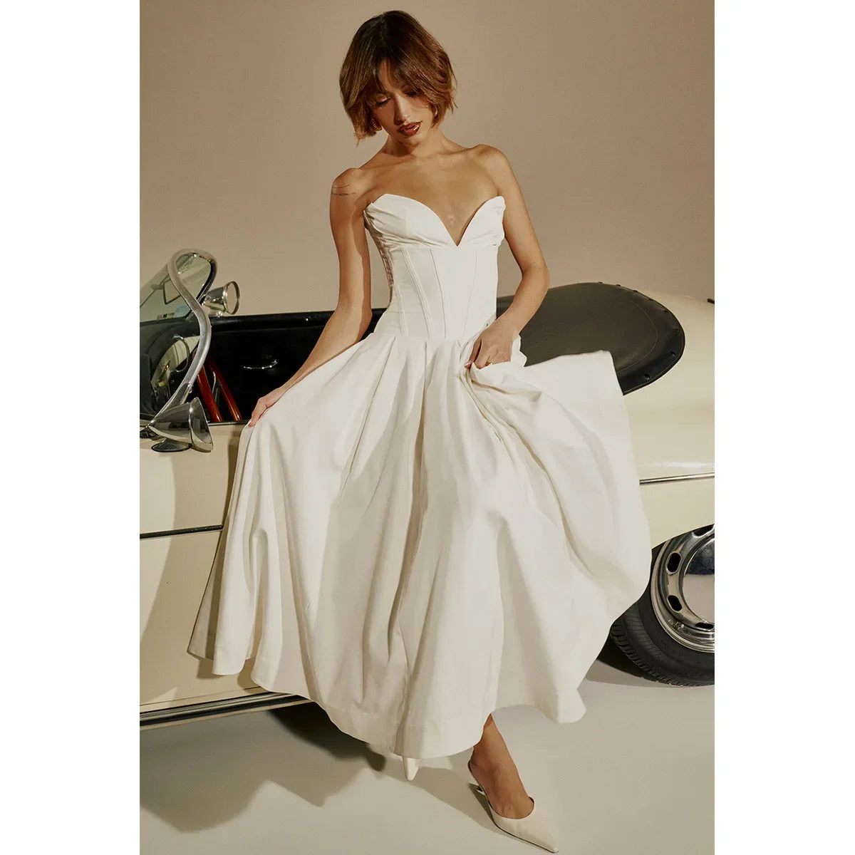 Vestido Tomara Que Caia Decote V Zara