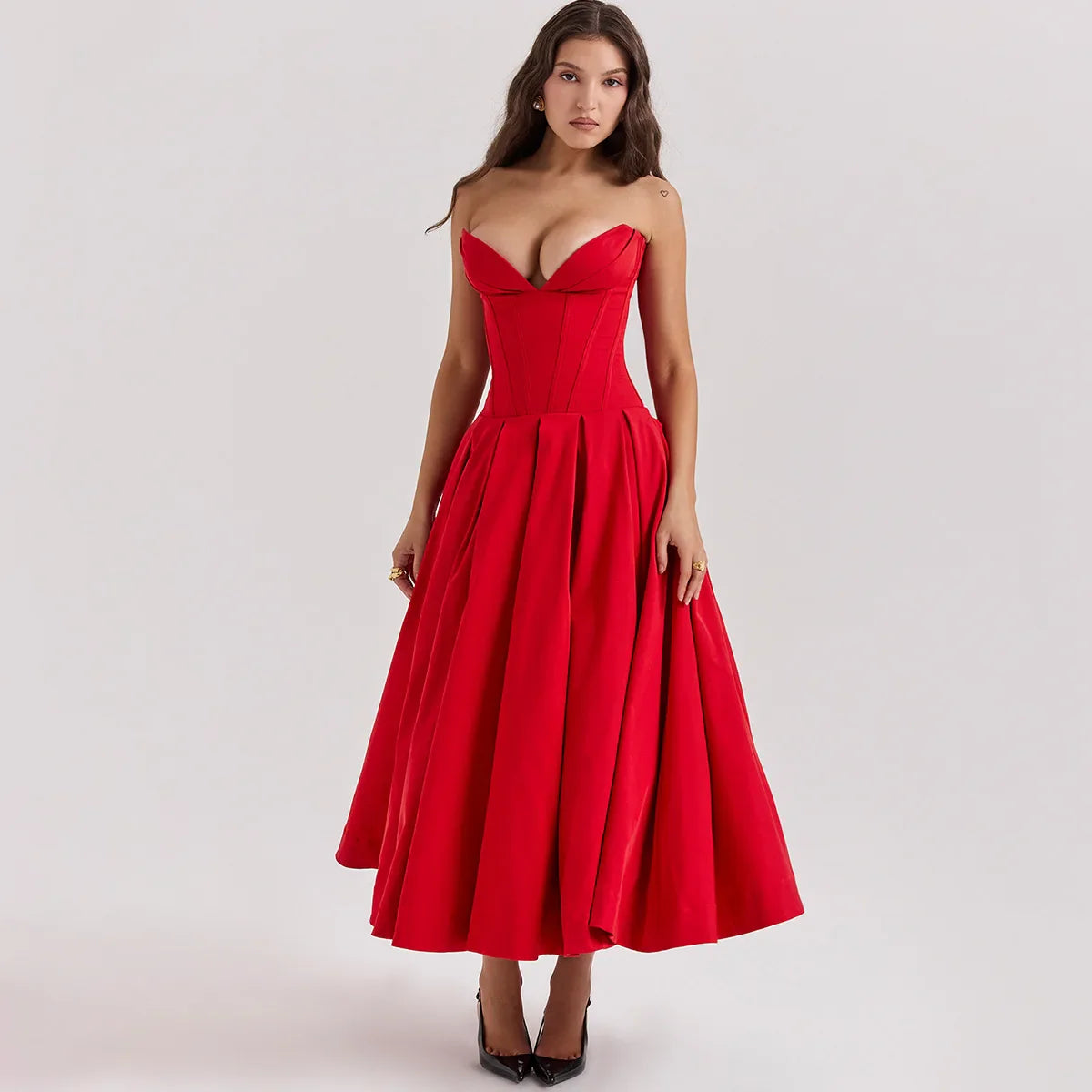 Vestido Tomara Que Caia Decote V Zara Red / XS